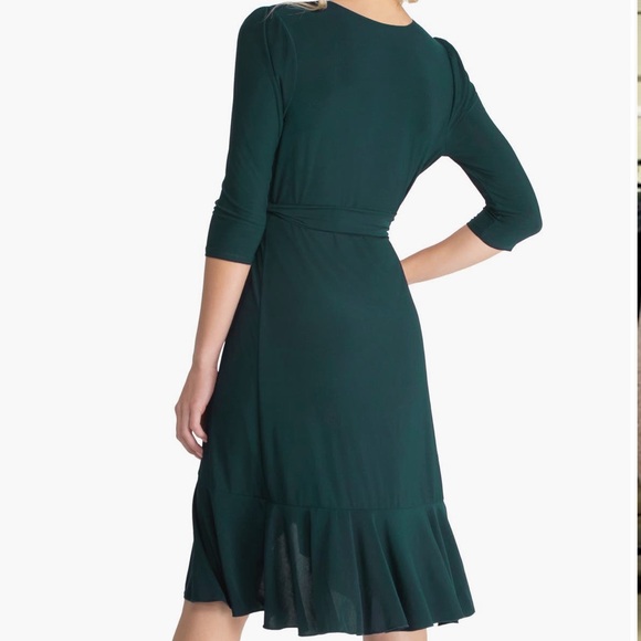 Kiyonna Whimsy Hunter Green Wrap Dress - Picture 2 of 7